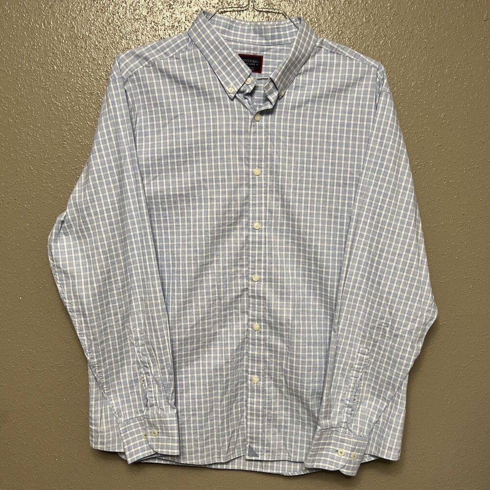 UNTUCKit 2XL Blue Checkered William Hill Regular Fit Button Down Long Sleeve
